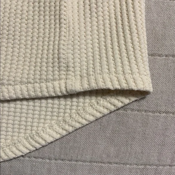 J. Crew Women Waffle-Knit Button-Up Large Cream Gold-Button Shirt-Jacket Quiet - Picture 8 of 14